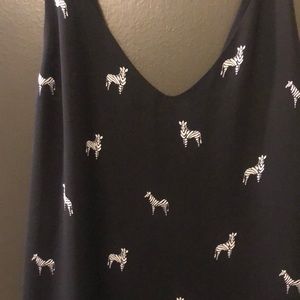 Black tank top with zebra pattern